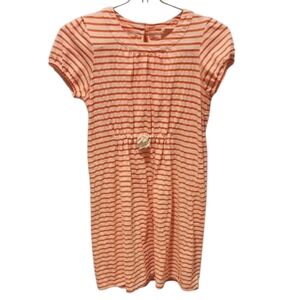 Mini Boden Orange and White Striped Short Sleeve Dress 9 - 10 Y